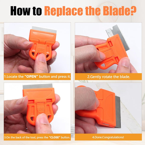 ISDVBUY 2 Sets 10 10 Razor Blade Scrapers, Plastic Scraper Tool Extra Plastic Razor Blades and Metal Blades, Adhesive