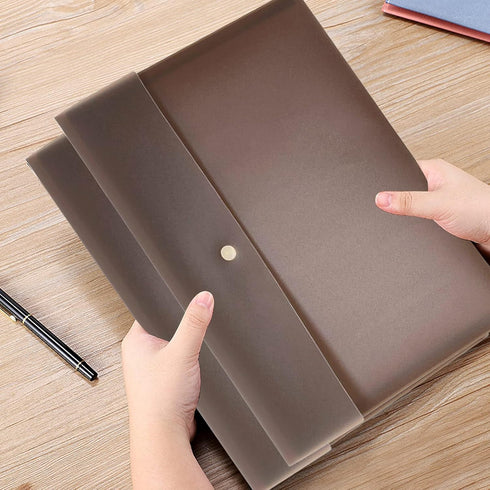 VANRA 5 Pieces A4 Envelopes Folders, Document Organizer with Snap Button Closure, A4 Letter Size, Brown