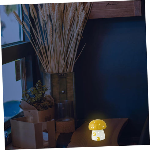 Bulb ERINGOGO Mushroom Table Lamp Small Ceramic Nightstand Light Warm for Bedroom Portable Touch Sensor Desk Lamp