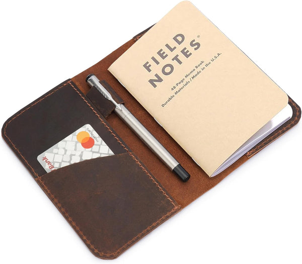 Leather Journal Cover for Field Notes, Cahier Notebook Cover, Wallet Case, 3.5 x 5.5 in., Handmade