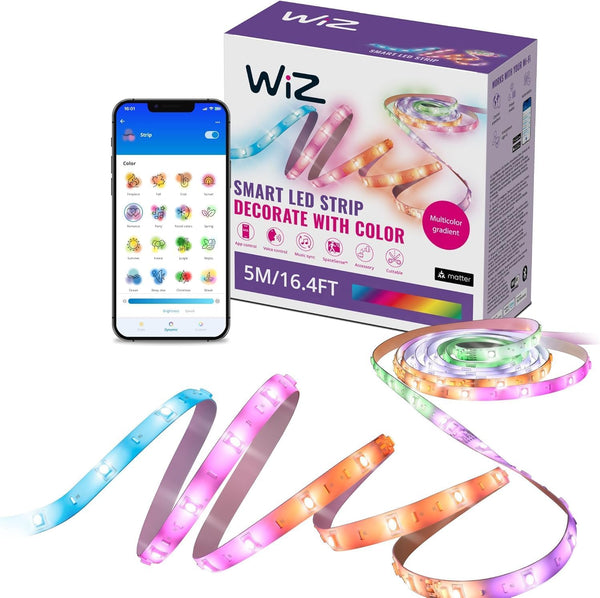 WiZ Connected 16.4 ft LED Light Strip For Your Smart Home, Flowing