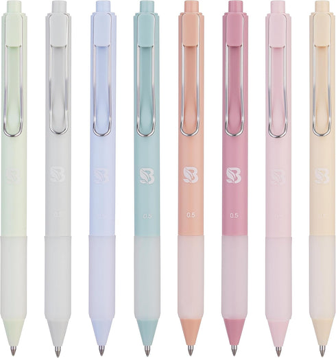 Pastel Colored Gel Pens 8 Pack - Aesthetic Cute Pens with Smooth Writing for Journaling and Bible Note Taking