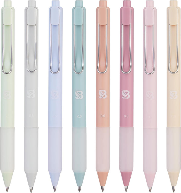 Pastel Colored Gel Pens 8 Pack - Aesthetic Cute Pens with Smooth Writing for Journaling and Bible Note Taking