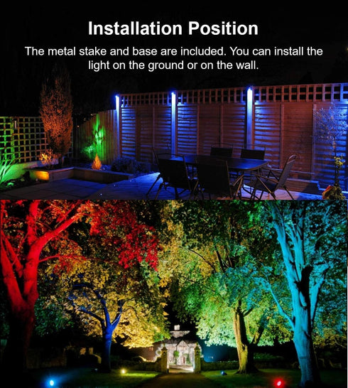 10W 120V Color LED Outdoor Landscape Spotlight Remote RGB Waterproof Spot Light for Yard Tree Garden Halloween