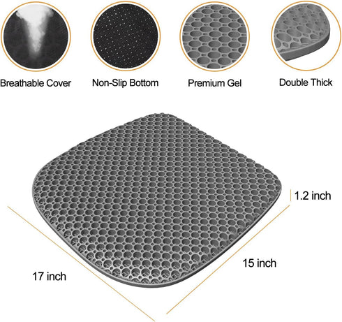 EVEME Large Gel Seat Cushion for Long Sitting with Non-Slip Cover,Soft & Breathable,Seat Cushion