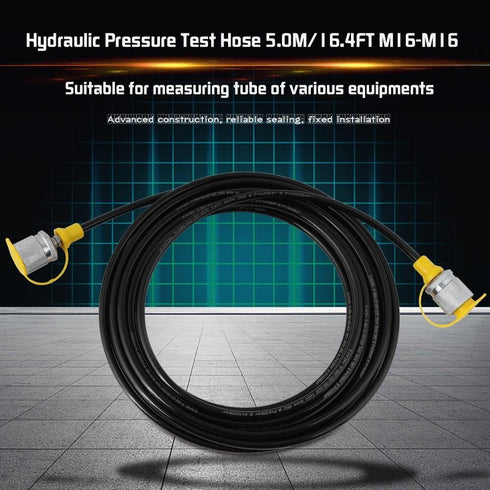 Test Hose, 64MPa Hydraulic Pressure Test Hose 5.0M/16.4FT, M16-M16 Coupling for Liquid Delivery
