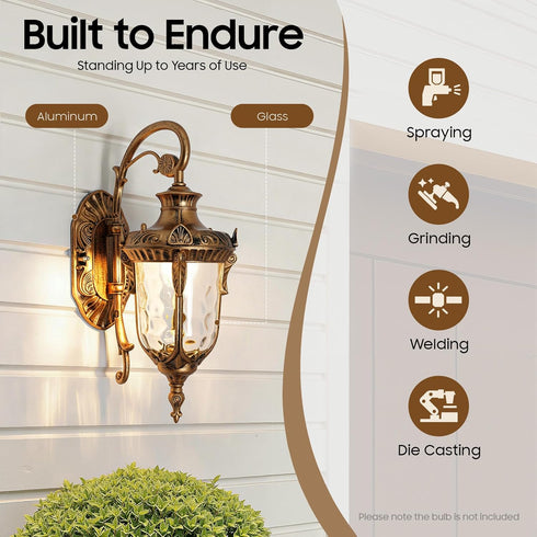 YUASDUU w/E26 Outdoor Lights for House, Exterior Lighting Fixtures Exterior Waterproof Wall Lanterns Wall Sconce