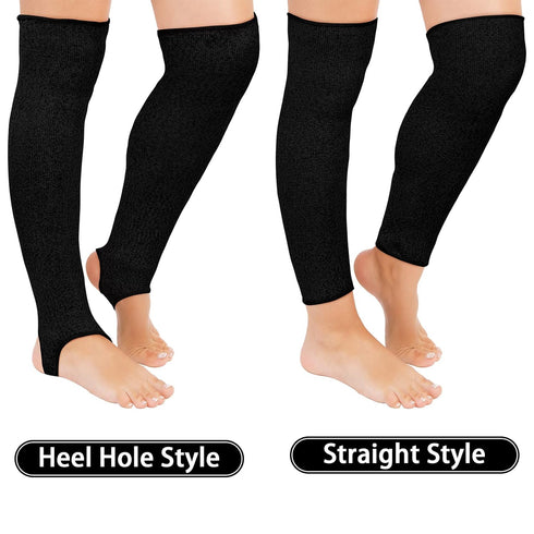 Zhanmai Cut Resistant Leg Sleeves Bite-Proof Protective Leg Sleeves for Welding, Lawn Mowing Guard Safety (Black, Heel Hole Style)