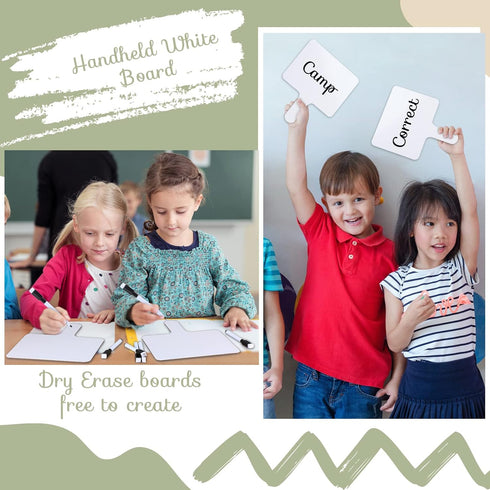 Sherr 24 Sets Dry Erase Paddles with Markers, Double Sided Handheld Whiteboard for Classroom Voting, Phonemic Awareness