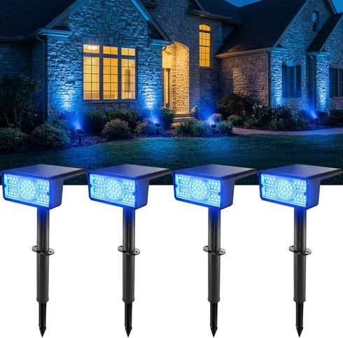 T-SUN Solar Spot Lights Outdoor, 4 Pack 49LED Landscape Spotlights, 2 Lighting