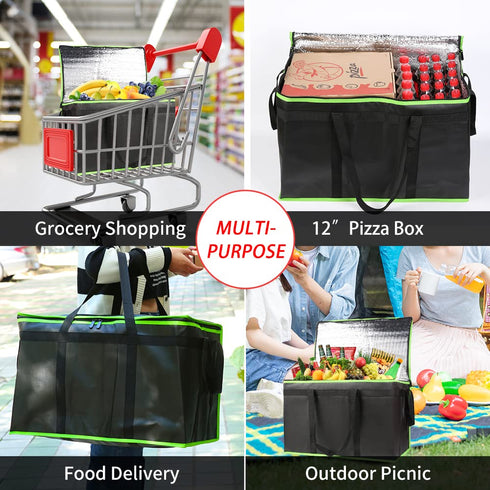 1-Pack Commercial CIVJET Insulated Food Delivery Bag, XXX-Large Food Warmer for Delivery Drivers, Insulated Reusable