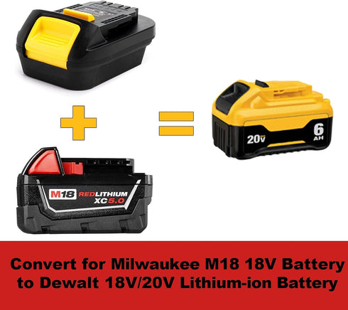 MIL18DL Adapter, Convert Milwaukee M18 18V Lithium Battery to Dewalt 20V MAX XR Lithium Battery for Cordless Tools