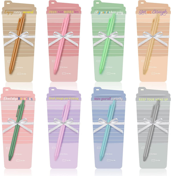 Kisston Christmas Coffee Cup Notepad - 16 Sets with Pen, Inspirational Thank You Pad for Teacher, Office