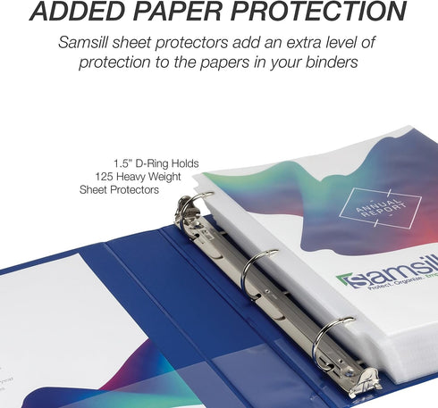 Samsill Durable 1.5 Inch D Ring Binder, Customizable Clear View Binder, 4 Pack, Made in the USA, Holds 350 Pages