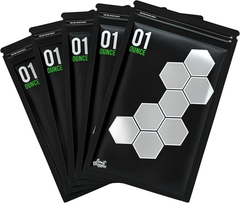 Official 1 Ounce Bags, 50 Pack Lock & Seal Storage & Curing Bags, Heat Sealable 6" x 9.8" x 3.15" Inch