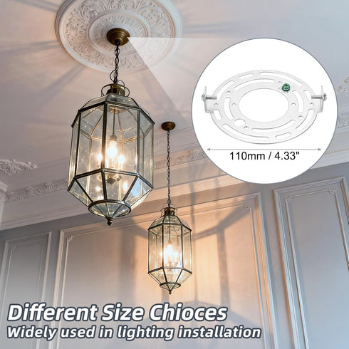 LUMLLSAJI 110mm (4.53") 2 Set Universal Light Fixture Mounting Bracket Kit, Light Crossbar Round Ceiling Plate