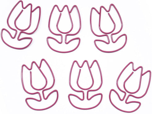Tulip Flower Shaped Paper Clips Great for Paper Clip Collectors or Office Gift - Comes in Round Tin with Lid and Gift Box (100 Count Pink) by Butler in the Home