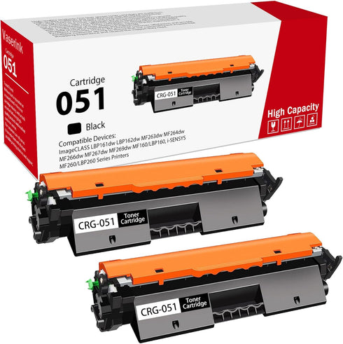 High-Yield 051 Black Toner Cartridge (2-Pack) - Vsenk Compatible CRG051 for ImageClass Printers