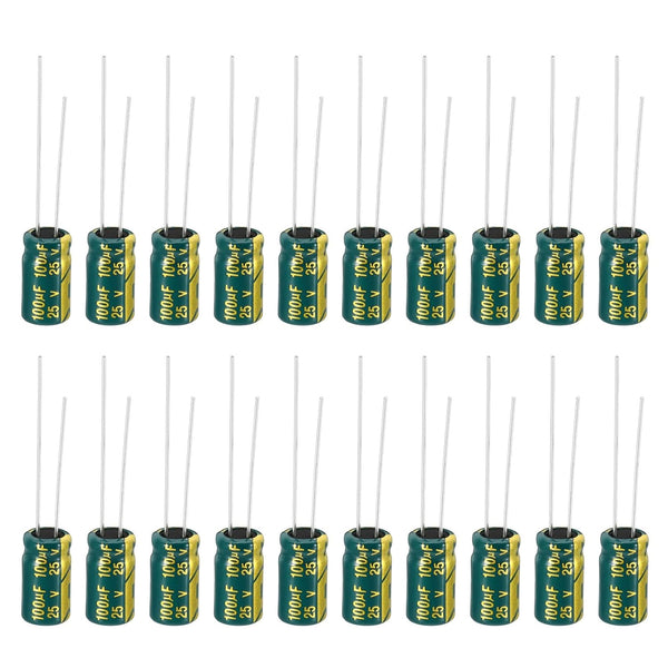 PATIKIL 25V 100uF Electrolytic Capacitors, 20Pcs 6x12mm Aluminum High Frequency Capacitors