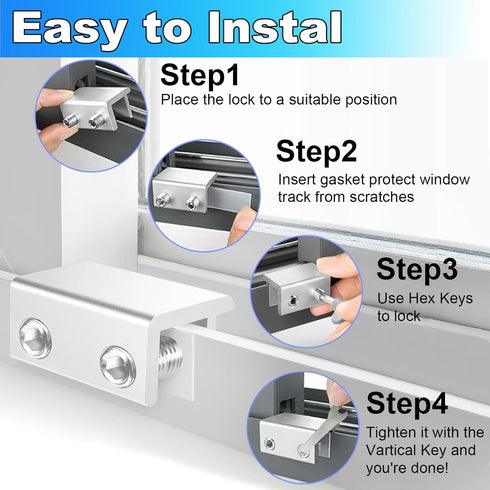 Locks,10 Sets Window Sliding Window Locks with Key, Window Locks for Up and Down Windows,Easy to Install Vertical
