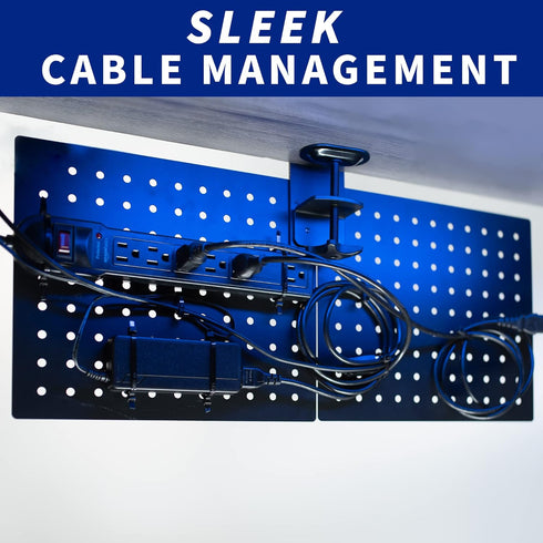 VIVO Steel Clamp-on Desk Pegboard, 12 x 20 inch Privacy Panel, Magnetic Organizer for Above or Under Desk, Black