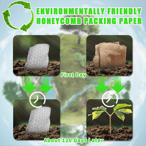 Honeycomb Packing Paper, MINHAO 15"x165' Eco Friendly Packing Paper for Moving with 36 Fragile Stickers
