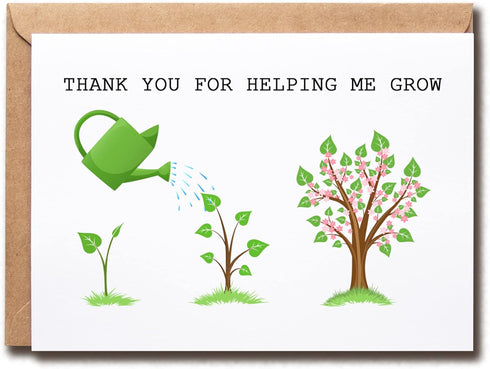 KrysDesigns Thank You For Helping Me Grow Card - Appreciation Card For Teacher
