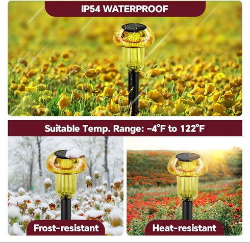 4 Pack, Easter Solar Pathway Lights Outdoor Decorative Yellow LED Mushroom Solar Lights Outdoor Waterproof Solar
