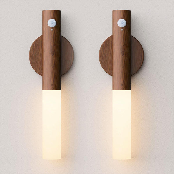 WhitePoplar Battery Operated Wall Sconce Set of 2 - Rechargeable Motion Sensor