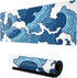 Japanese Blue and White Wave Gaming Mouse Pad XL, Non Slip Rubber Base, Extended Large Desk Pad