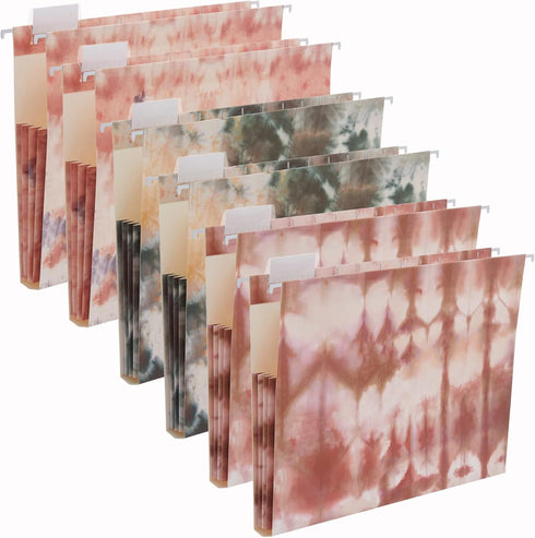 Y YOMA 6 Pack Extra Capacity Hanging File Folders, Letter Size Accordion Decorative Folder with 1/5-Cut Tabs
