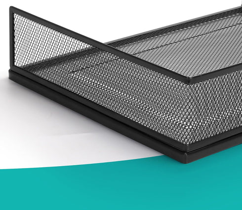 Wire Mesh Paper Tray Desk File Organizer, 2 Pack Stackable Metal Front-Load Document Trays for Office Supplies