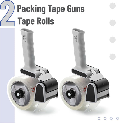 Mr. Pen- Packing Tape Dispenser Gun 2-Inch, 2 Pack with 2 Rolls Tape, Black, Heavy Duty Packing Tape with Dispenser, Packaging Tape, Clear Packing Tape, Tape Gun for Packing Boxes, Moving Tape