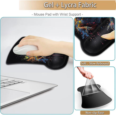 Keyboard Wrist Rest and Mouse Pad Wrist Support Set, Ergonomic Gel Mouse Pad with Non-Slip Base for Easy Typing