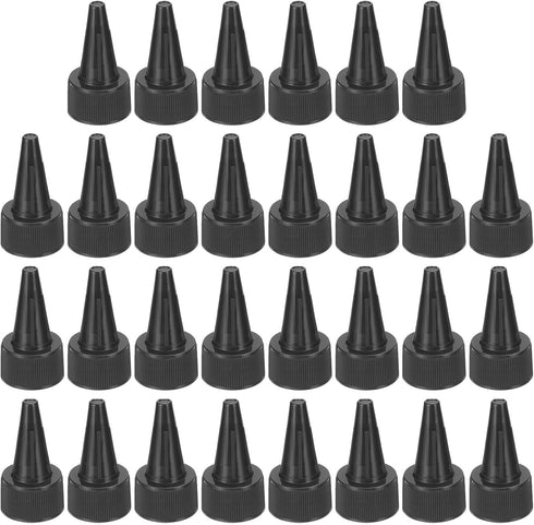 PATIKIL 30Pcs Plastic Twist Bottle Caps 24/410, Ribbed Edge Squeeze Replacement Caps with Foam Gasket for Glue, Paint,