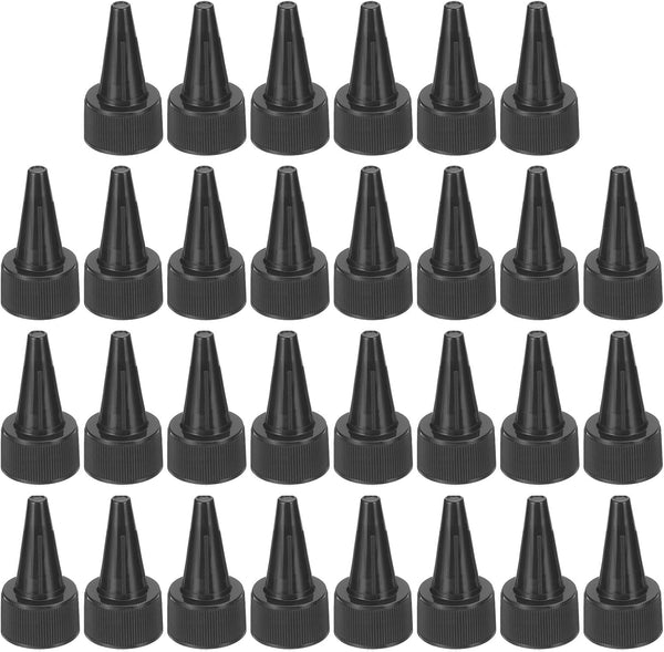 PATIKIL 30Pcs Plastic Twist Bottle Caps 24/410, Ribbed Edge Squeeze Replacement Caps with Foam Gasket for Glue, Paint,