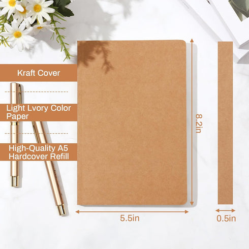 Zhanmai 10 Pcs A5 Journal Refill, 5.5 x 8.2'' Hardcover Notebook Refill, 200 Pages for Office School Writing