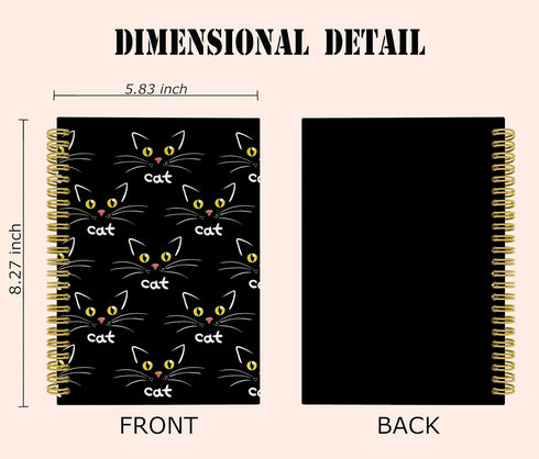 Knibeo Black Cat Notebook, Cute Spiral Journal for Cat Lovers Girls Women, Cat Mom Gifts, 5.5x8.3