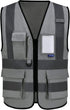 A-SAFETY Grey Security Vest with Zipper Pockets