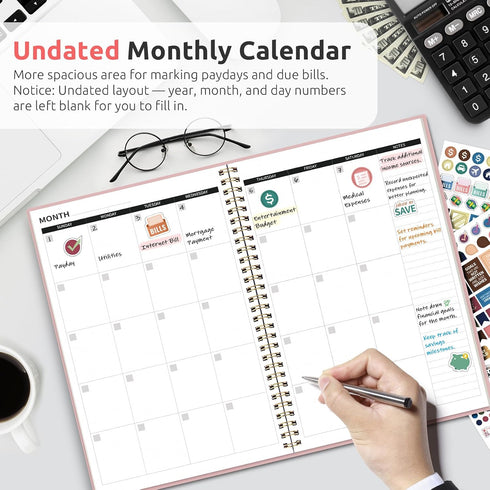 Account Budget Planner - Monthly Budget Book with Expense Tracker Notebook, Undated Bill Organizer & Finance Planner
