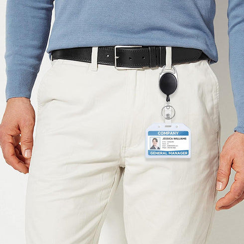 Teskyer 2 Pack Heavy Duty Retractable Badge Holders with Carabiner Clip and Extra Thick ID Card Holders