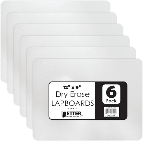 Better Office Products Premium Dry Erase Boards, 9" x 12", Double Sided Lapboards, Small White Board Pack