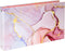 Legal-Size Binder for 8.5 x 14 Paper, 3 Ring Binder, 1 Inch, Landscape with Elastic Cord, Pink Marble