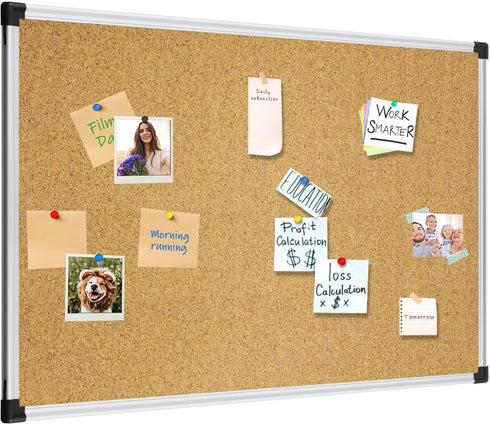 XBoard Cork Board 24 x 18 Inch - 2 Pcs Bulletin Board with Aluminum Frame for Home & Office