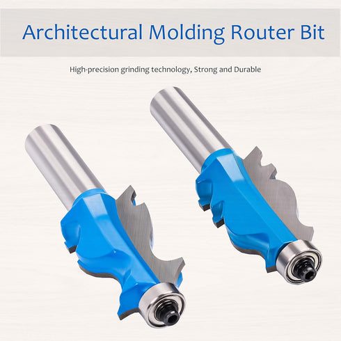 2PCS Architectural Molding Router Bit Set with 1/2" Shank for Woodworking