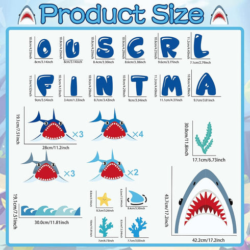 Shark Bulletin Board Kit, Under The Sea Classroom Decorations, DIY Photo Set Ocean Theme Paper Cutouts for Kids Decor
