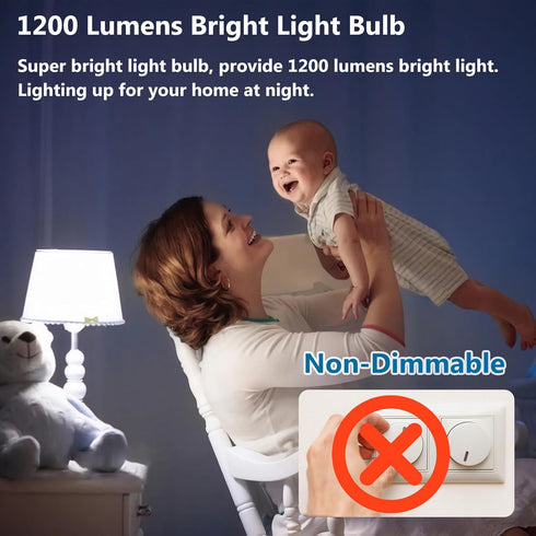 A19 LED Light Bulbs, 100 Watt Equivalent, HengBo 6500K Daylight White, 12W 1200 Lumens, Non-Dimmable, 4 Pack