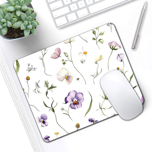 IMAYONDIA 9.5" 7.9" Computer Mouse Pads for Desk, Sage Green Floral Mouse Pad Small Square Computer Mousepad, x