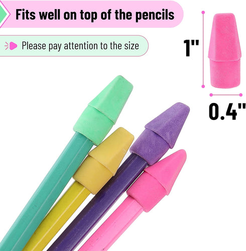 Mr. Pen Pencil Erasers Toppers, 500 Pack, Vibrant Colors, Pencil Top Erasers, Eraser Caps