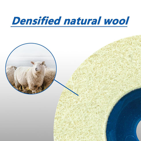 SALI 10 Pcs 4-1/2 Inch Wool Felt Polishing Wheel Disc for 4.5" Angle Grinder, Metal, Marble Stone, Furniture